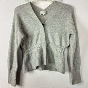 3.1 Phillip Lim Cardigan Sweater Heather Marled Light Grey Wool Ruffle Hem Knit‎